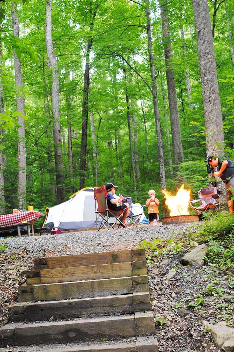 Camping at Cosby Campground in Smoky Mountains Tennessee