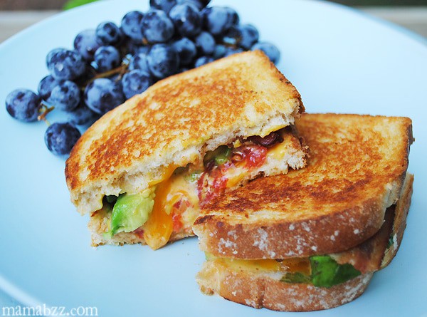 Grilled cheese with avocado, tomato, and bacon