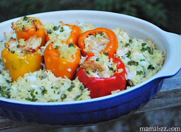 Peppers stuffed with chicken and rice