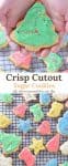 Crisp Cutout Sugar Cookies topped with icing and sprinkles, one of my favorite Christmas sweet treats. Perfect for your holiday party and dessert table!