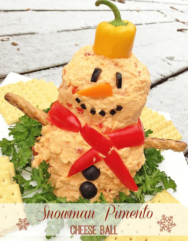 Snowman Pimento Cheese Ball Recipe from MamaBuzz {mamabzz.com}