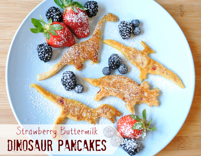 Strawberry Buttermilk Dinosaur Pancakes Recipe