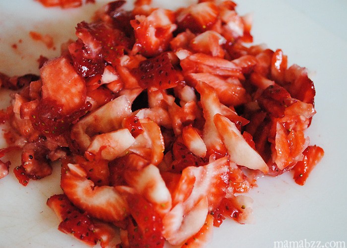 Chop strawberries #SpreadtheFlavor #shop