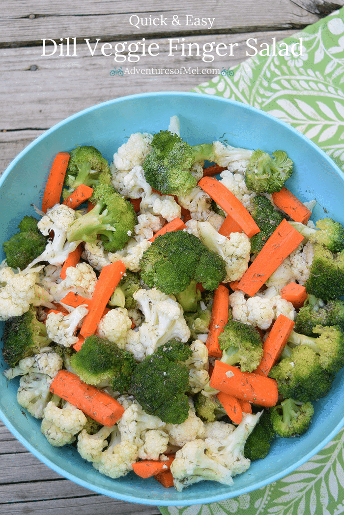 This quick and easy Dill Veggie Finger Salad is such a simple salad and absolutely perfect for summer BBQ's and get togethers. Or for a time like right now when I'm really craving fresh crunchy vegetables. How to make this delicious side dish recipe!