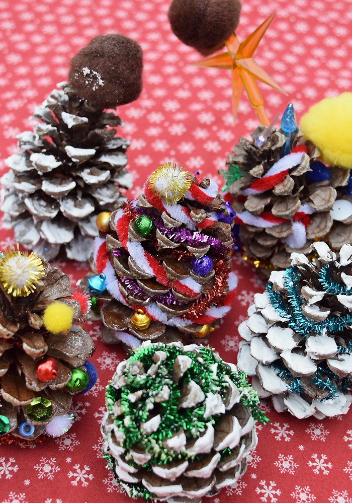 Make Christmas trees out of pinecones, using glue, pipe cleaners, and all sorts of festive embellishments. A pinecone Christmas tree is a great little holiday craft for kids. They also make the cutest, most memorable decorations.