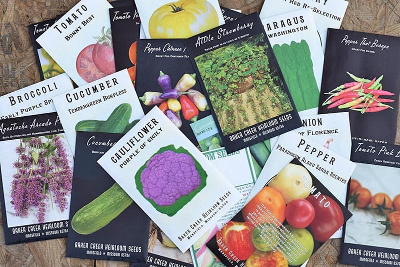 heirloom seed packets from Baker Creek Heirloom Seeds