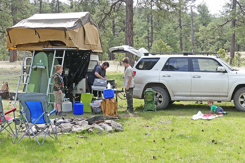 camping tips and free camping in the Gila National Forest in New Mexico with a rooftop tent and camp trailer