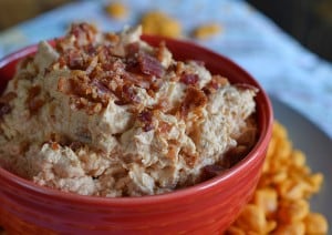 Whether you love Game Day or Game Day food, Bacon Cheddar BBQ Ranch Dip is the tastiest Game Day appetizer, and it’s so easy to make! Pair with your favorite snack food, like Goldfish crackers, veggies, or chips for a delicious Game Day snack.