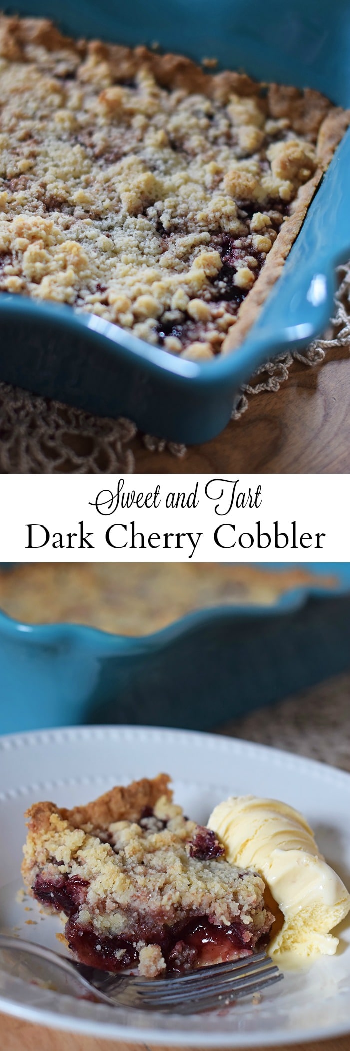 Need a simple dessert recipe? How to make a simple yet scrumptious dark cherry cobbler (or any fruit cobbler, for that matter) with a recipe that’s simple and easy to follow. Prep in 20 minutes, bake, and serve with a scoop of vanilla ice cream. Yum!