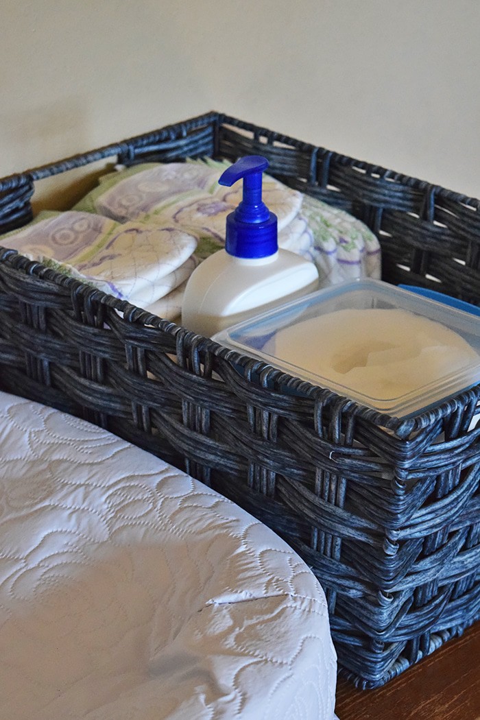 How to create a DIY changing table from a dresser and make your own homemade baby wipes, along with a few tips for adding joy to spring cleaning and organizing your home, whether in the baby’s room or elsewhere.