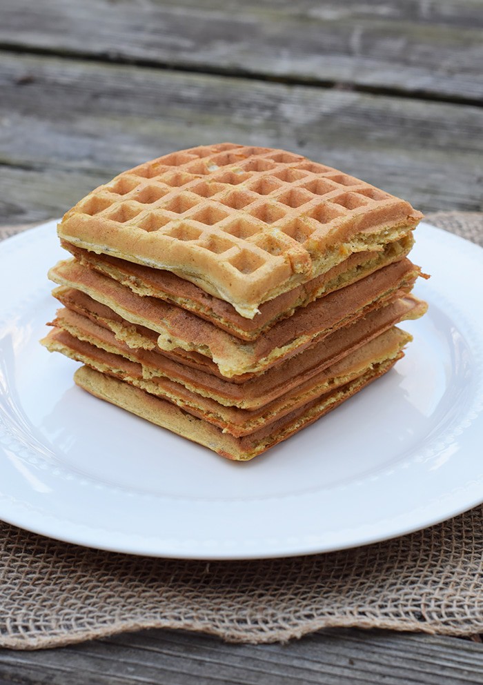 With peaches in the batter and peaches sliced on top, Peaches and Cream Waffles have a light peachy taste with a hint of cinnamon. Top them off with whipped cream and real maple syrup, and serve for a scrumptious breakfast or breakfast for dinner. Printable recipe!