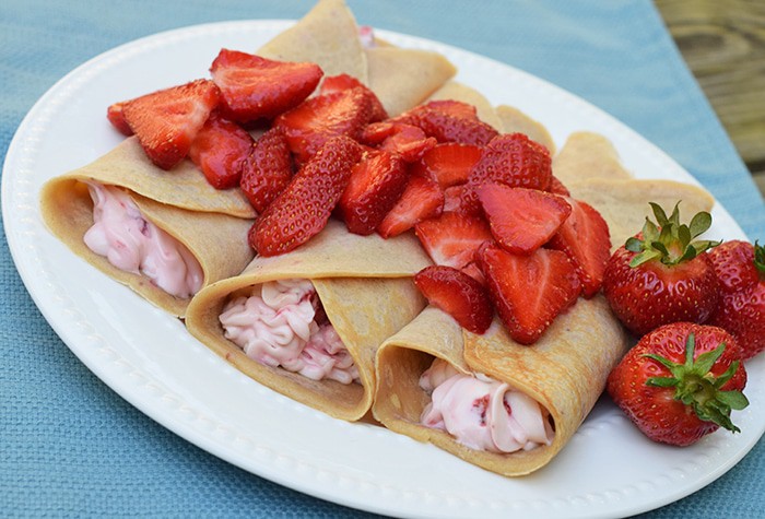 Sweet and Savory Strawberries and Cream Oatmeal Crepes