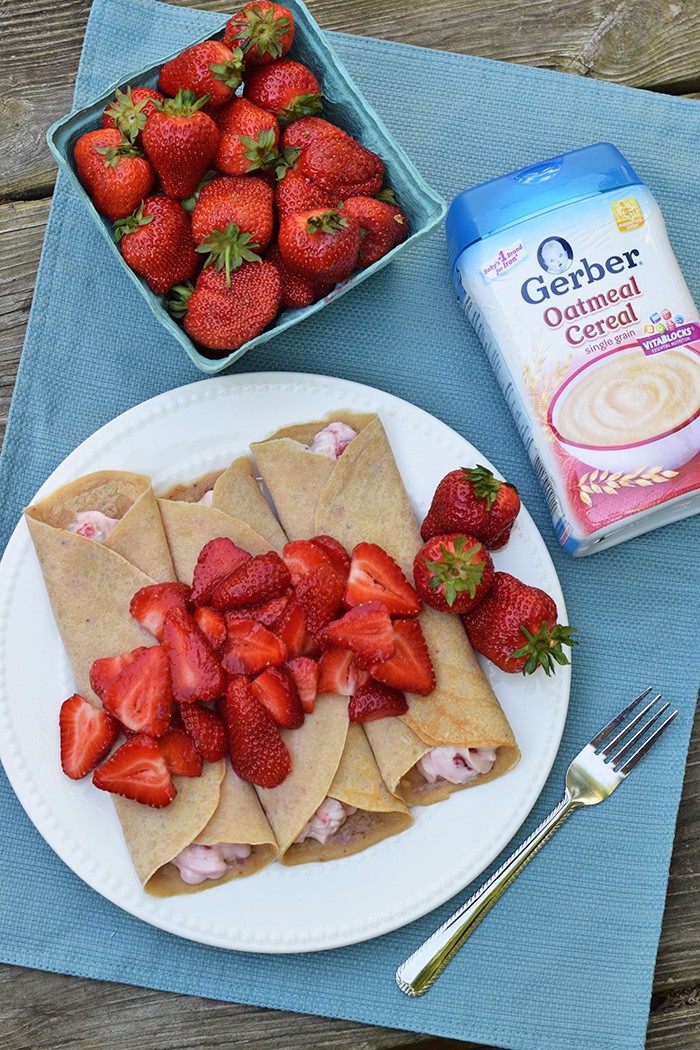 Homemade Sweet and Savory Strawberries and Cream Oatmeal Crepes, made with Gerber Oatmeal, are so simple and easy to make, scrumptious too! Print the recipe for this breakfast and brunch favorite.