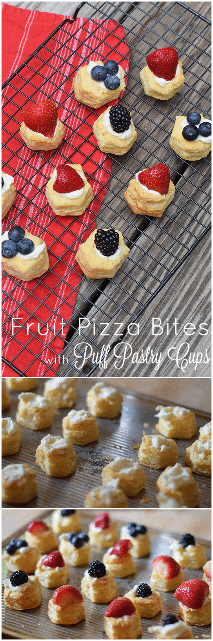 Fruit Pizza is one of my family’s favorite desserts. Fruit Pizza Bites, made with strawberries, blueberries, and blackberries, is a spin-off made with Puff Pastry Cups, and it’s so kid-friendly to make, perfect for summer. Grab the printable recipe!