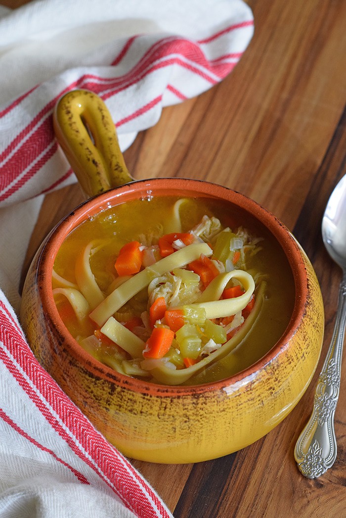 When you're sick with cold and flu, nothing tastes quite as good or makes you feel better like a good hot bowl of chicken noodle soup. How to make an easy Instant Pot Chicken Noodle Soup you can depend on, sick or not. Add to your stash of easy chicken recipes! 