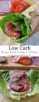 Low Carb Roast Beef Lettuce Wraps are a copycat recipe inspired by a Jimmy John's favorite, the Unwich. Only a few ingredients and 10 minutes to make!