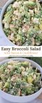 Easy Broccoli Salad, with bacon, cauliflower, sunflower seeds, and peas. A staple side dish and salad recipe perfect for every family gathering.