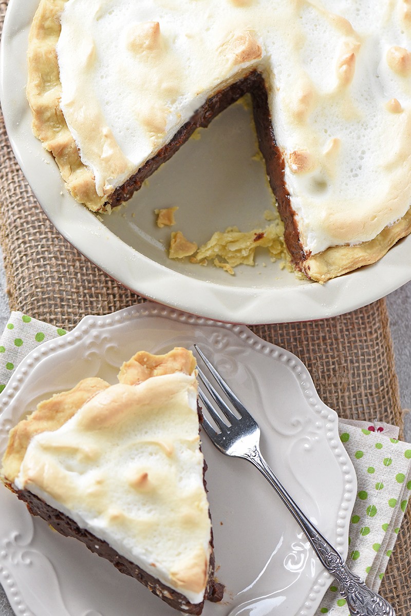 Mix up a scrumptiously delicious Chocolate Meringue Pie in about an hour. Rich, chocolatey dessert recipe that’s really pretty easy to make!