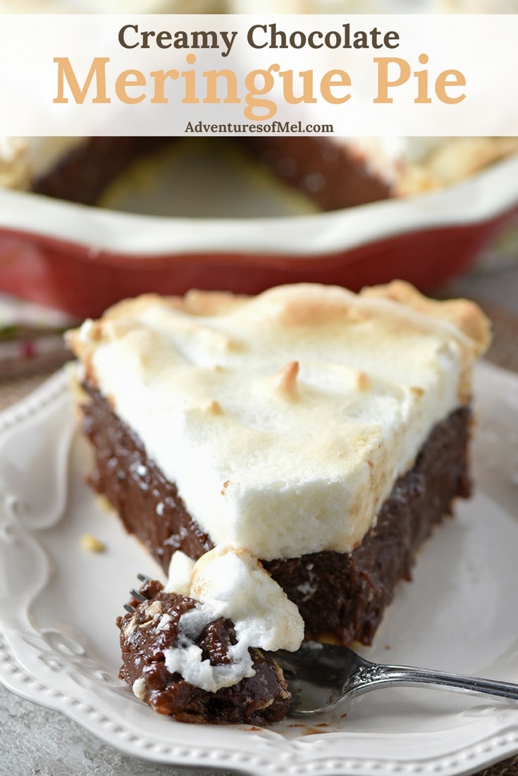 How to make the creamiest dreamiest Chocolate Meringue Pie. Rich, chocolatey flavor and a fluffy homemade meringue make this pie an instant winner on the dessert table.