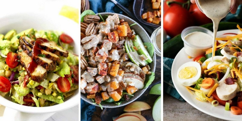 Colorful Salads loaded with meat