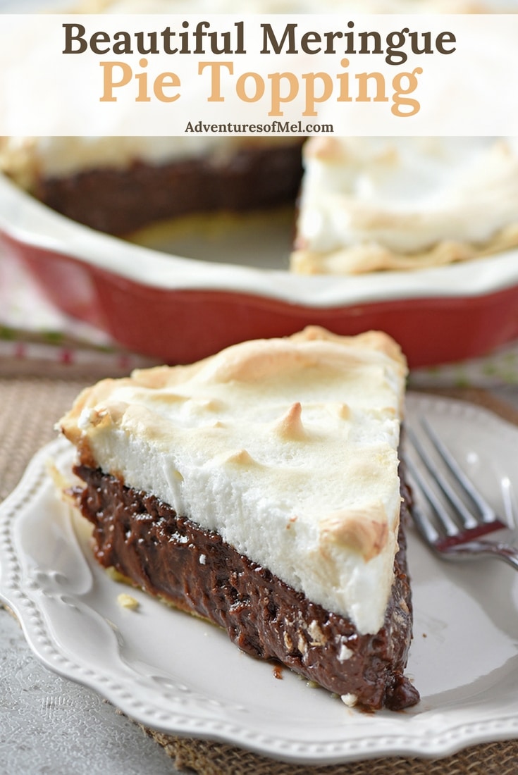 How to make a beautiful Meringue Pie Topping that doesn’t weep and makes a beautiful and delicious pie! It’s especially easy to make with only 4 ingredients.