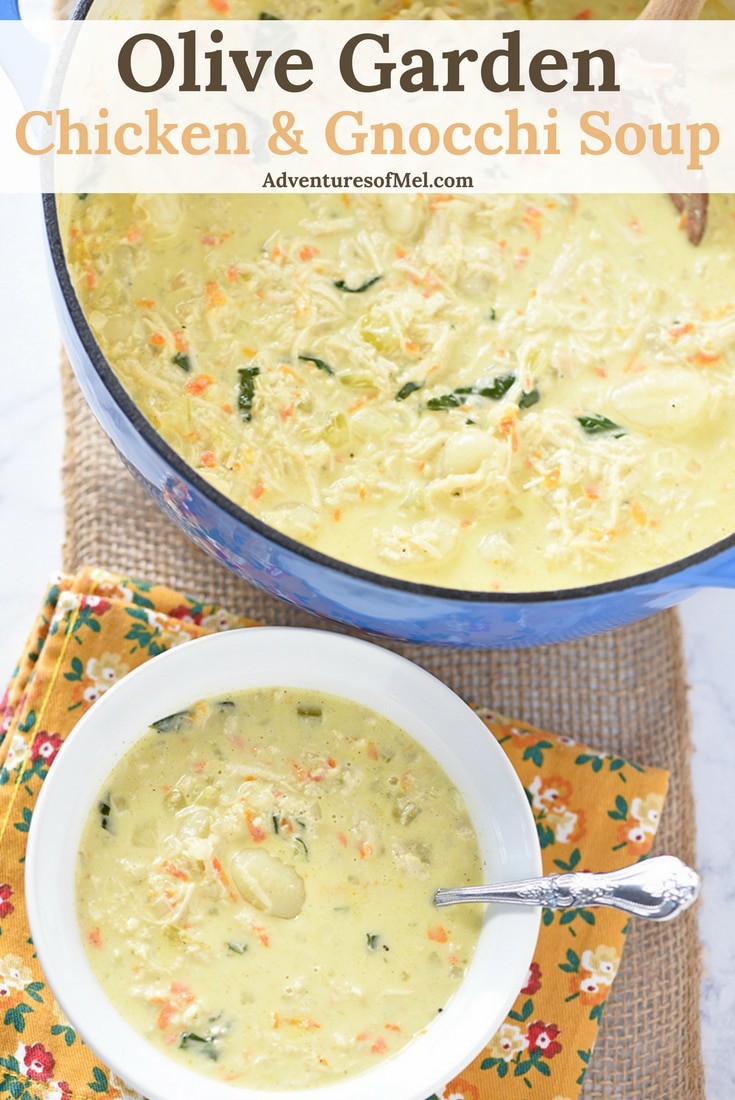 How to make Olive Garden Chicken and Gnocchi Soup with spinach and carrots. Easy copycat recipe, it makes a delicious lunch or dinner idea!