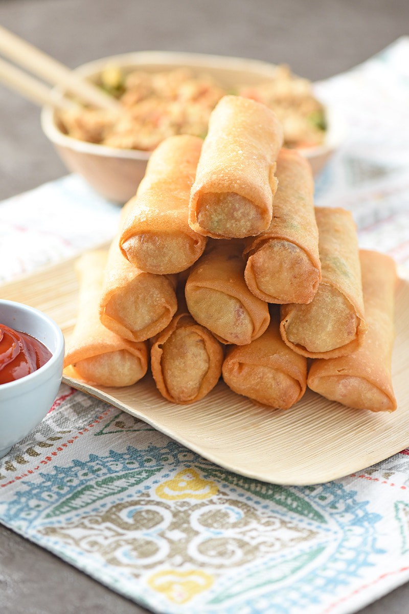 Chicken Fried Rice Spring Rolls