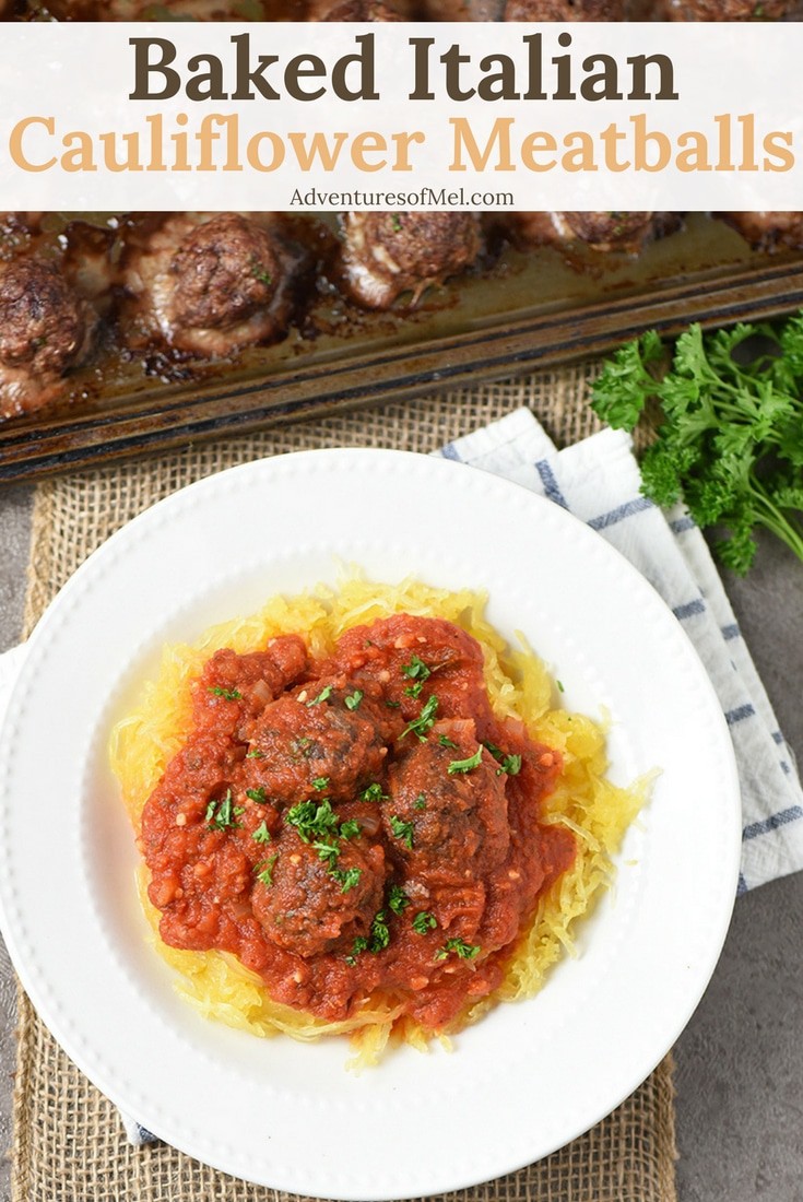 Baked Italian Cauliflower Meatballs with Spaghetti Squash Spaghetti