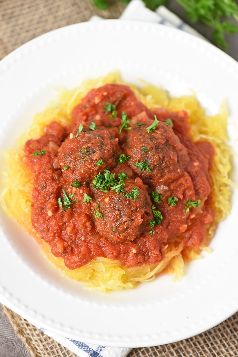 Spaghetti Squash Spaghetti and Meatballs