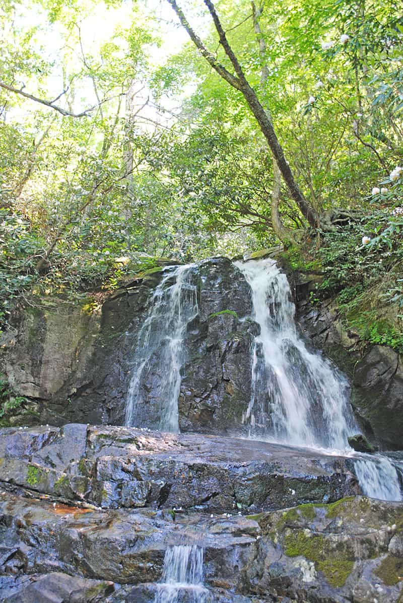 top level of Laurel Falls in Smoky Mountains Tennessee