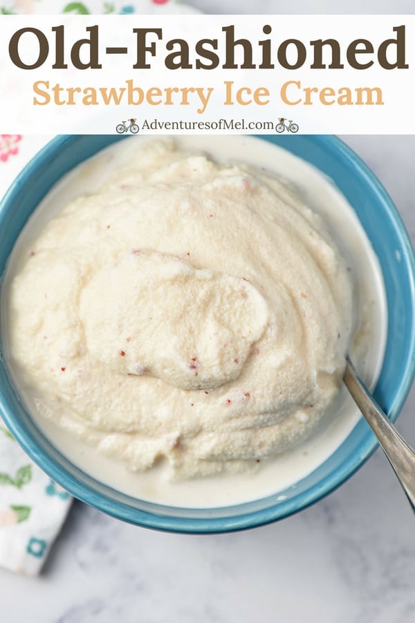 bowl of homemade strawberry ice cream