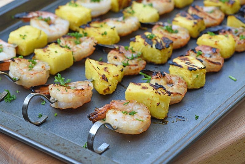 maple bourbon grilled shrimp kabobs, easy shrimp recipe