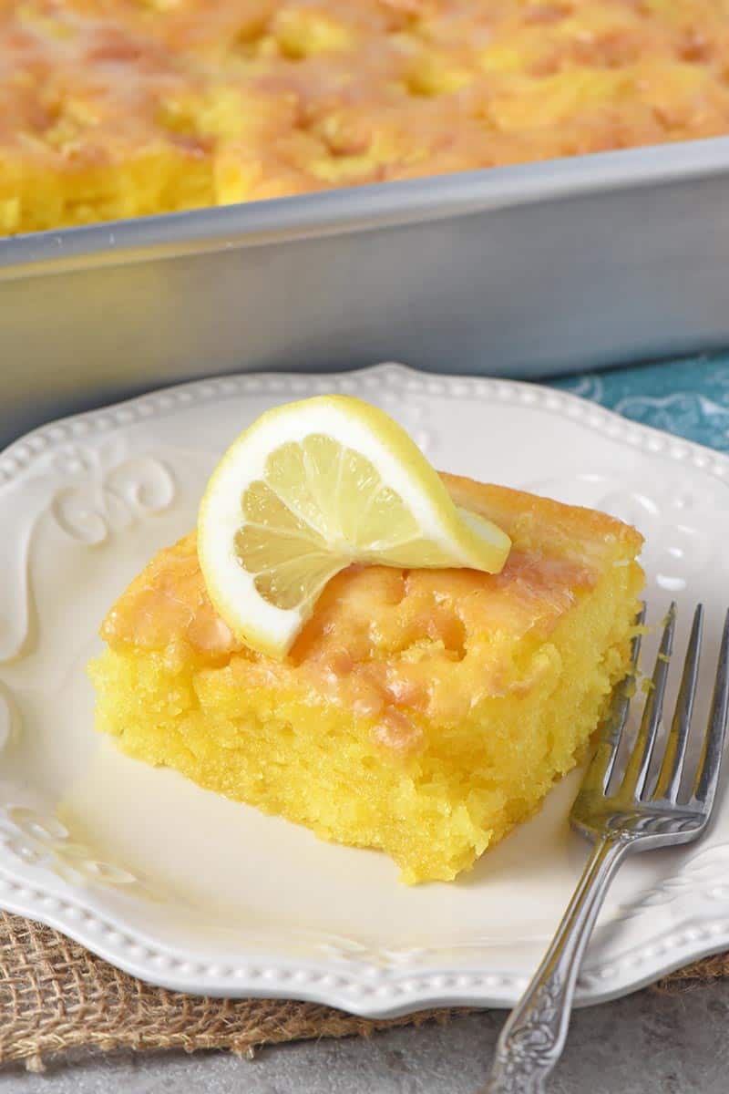 Lemon Poke Cake with Lemon Glaze