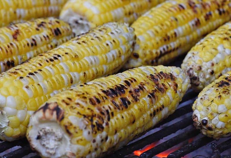 slightly charred grilled corn on the cob for Mexican corn recipe