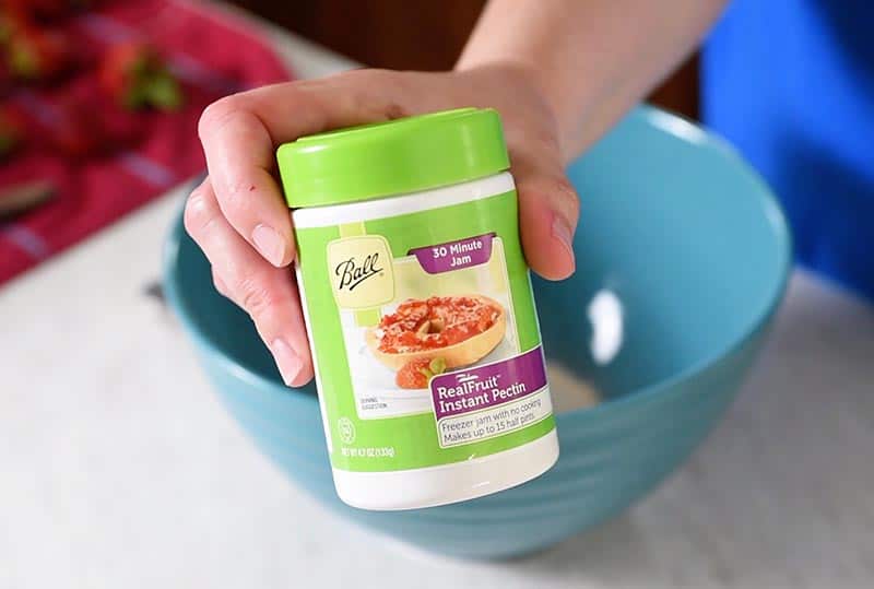 Ball RealFruit Instant Pectin for fresh homemade strawberry freezer jam