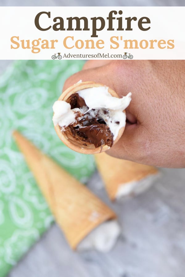 fun to eat campfire s'mores in a sugar cone