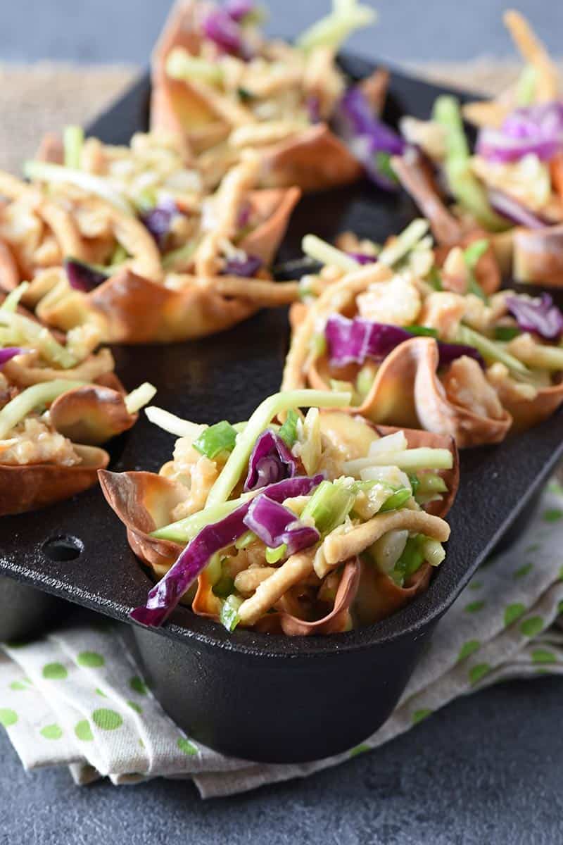 Asian Chicken Salad Wonton Cups
