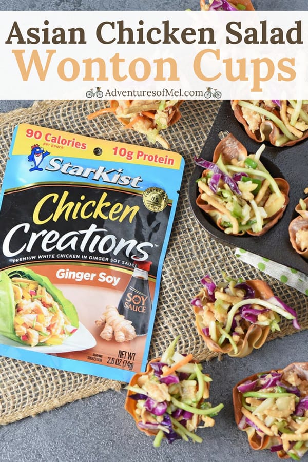 Asian Chicken Salad Wonton Cups made with StarKist Chicken Creations Ginger Soy chicken