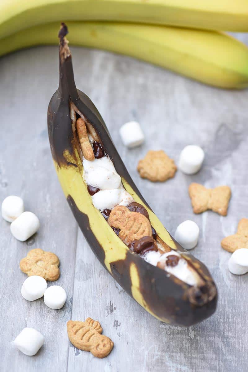 campfire s'mores recipe for banana boats