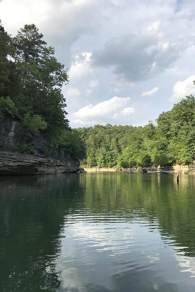 smooth glass waters of Beaver Lake in Arkansas