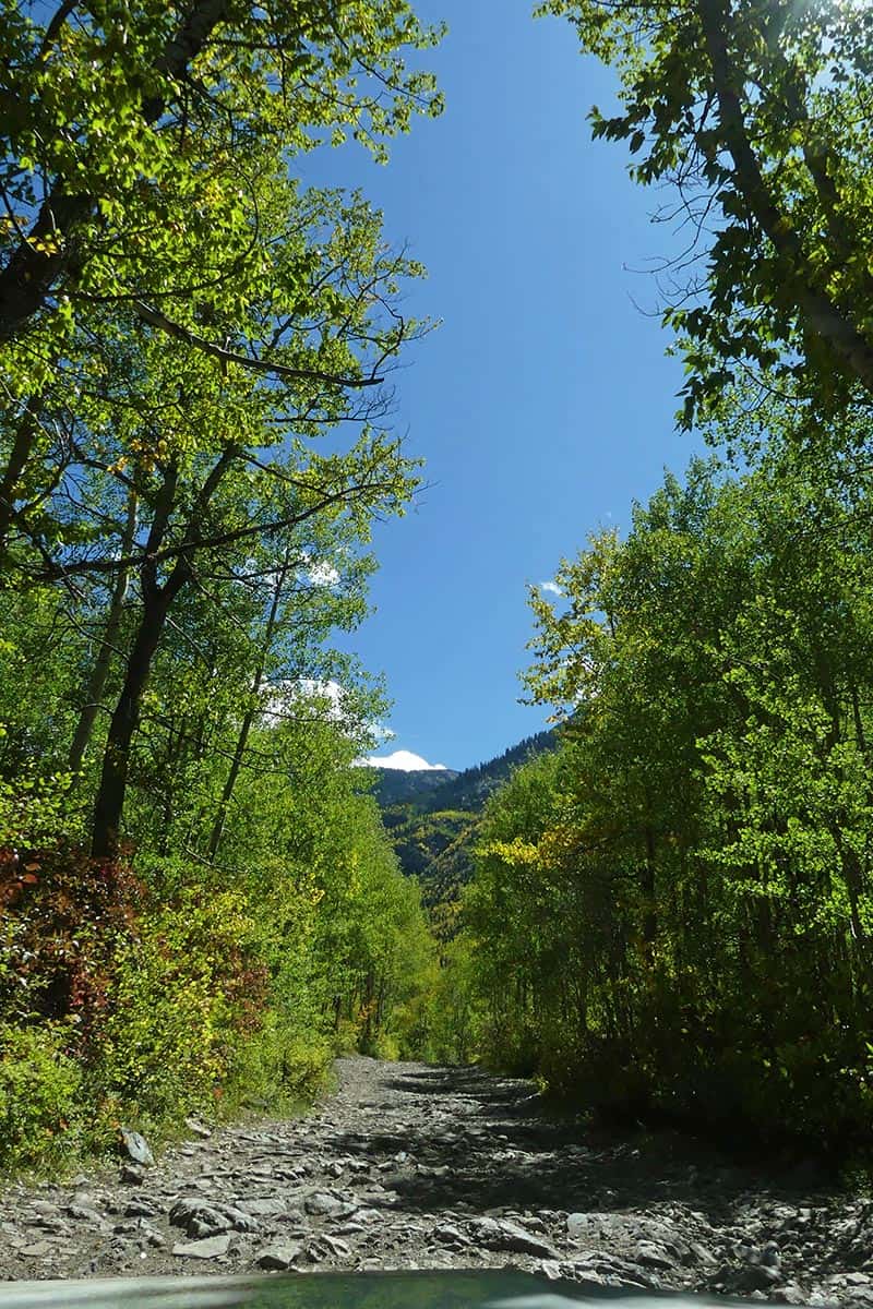 narrow rocky road to Crystal Mill Marble Colorado