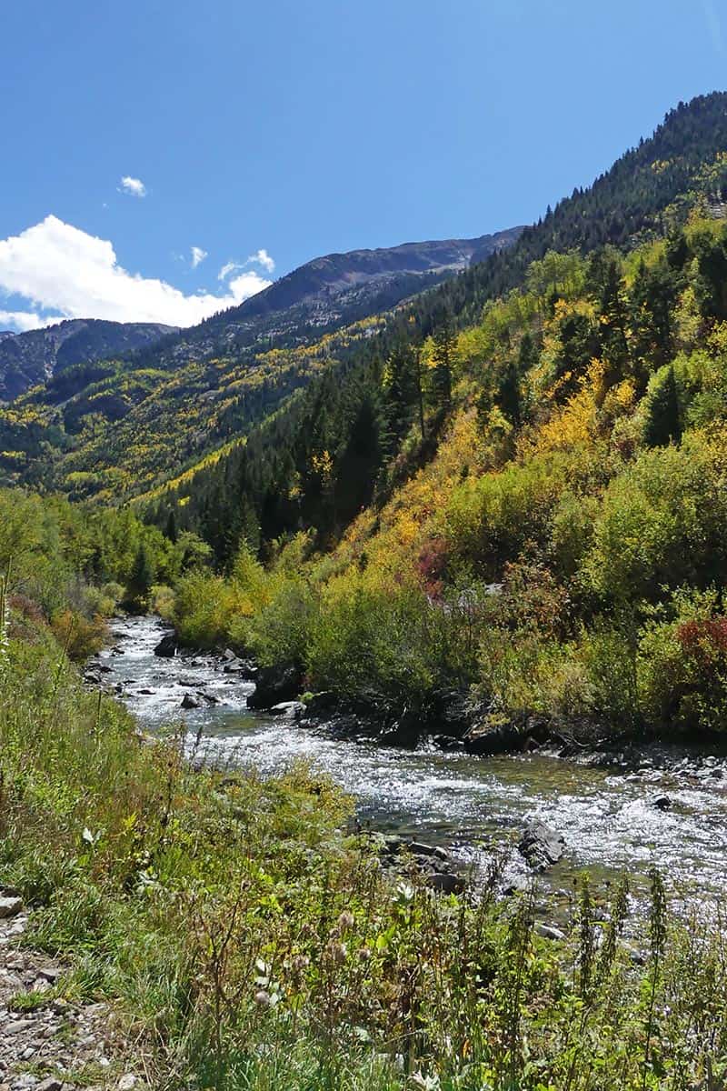 Crystal River and golden yellow aspens in a Colorado fall