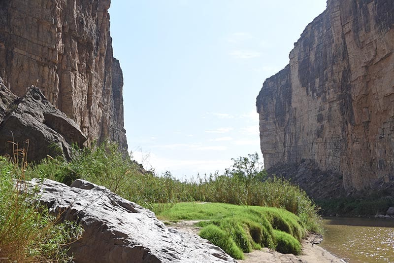 riverbank and vegetation along Santa Elena Canyon Trail in Big Bend