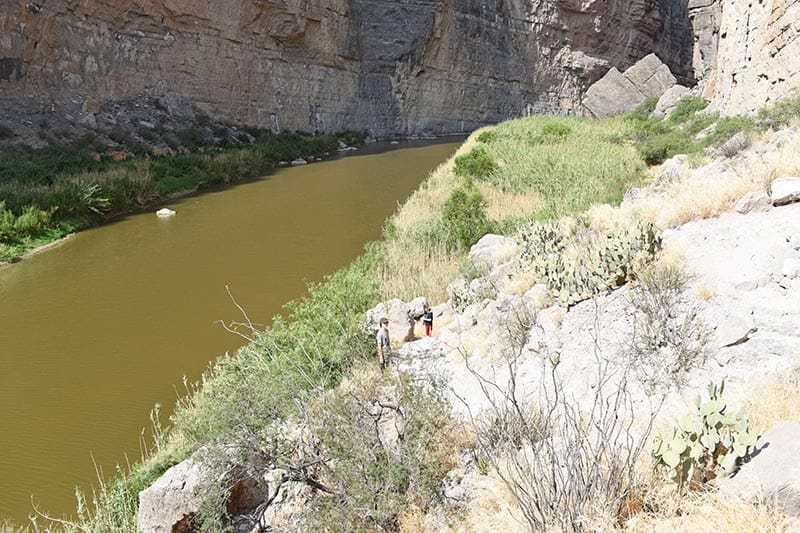 hiking along the Rio Grande in Santa Elena Canyon in Big Bend