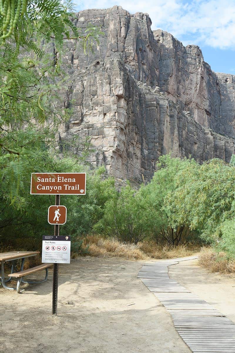 Santa Elena Canyon Trail trailhead in Big Bend