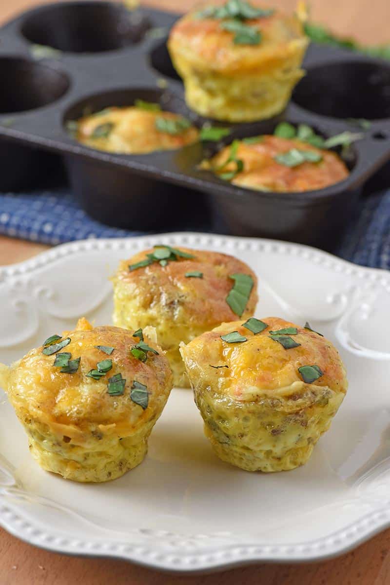 sausage egg muffins on a white plate