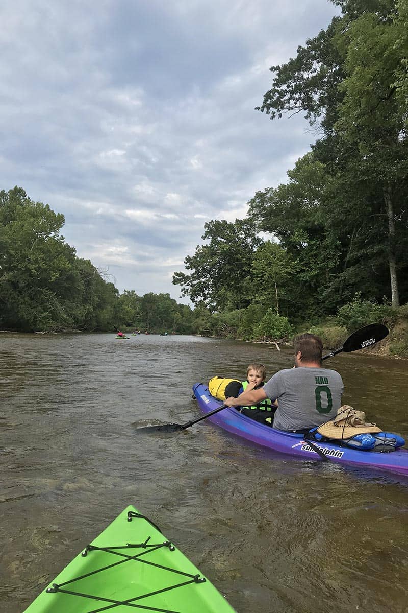 kayaking with a toddler on the Jacks Fork River in Missouri