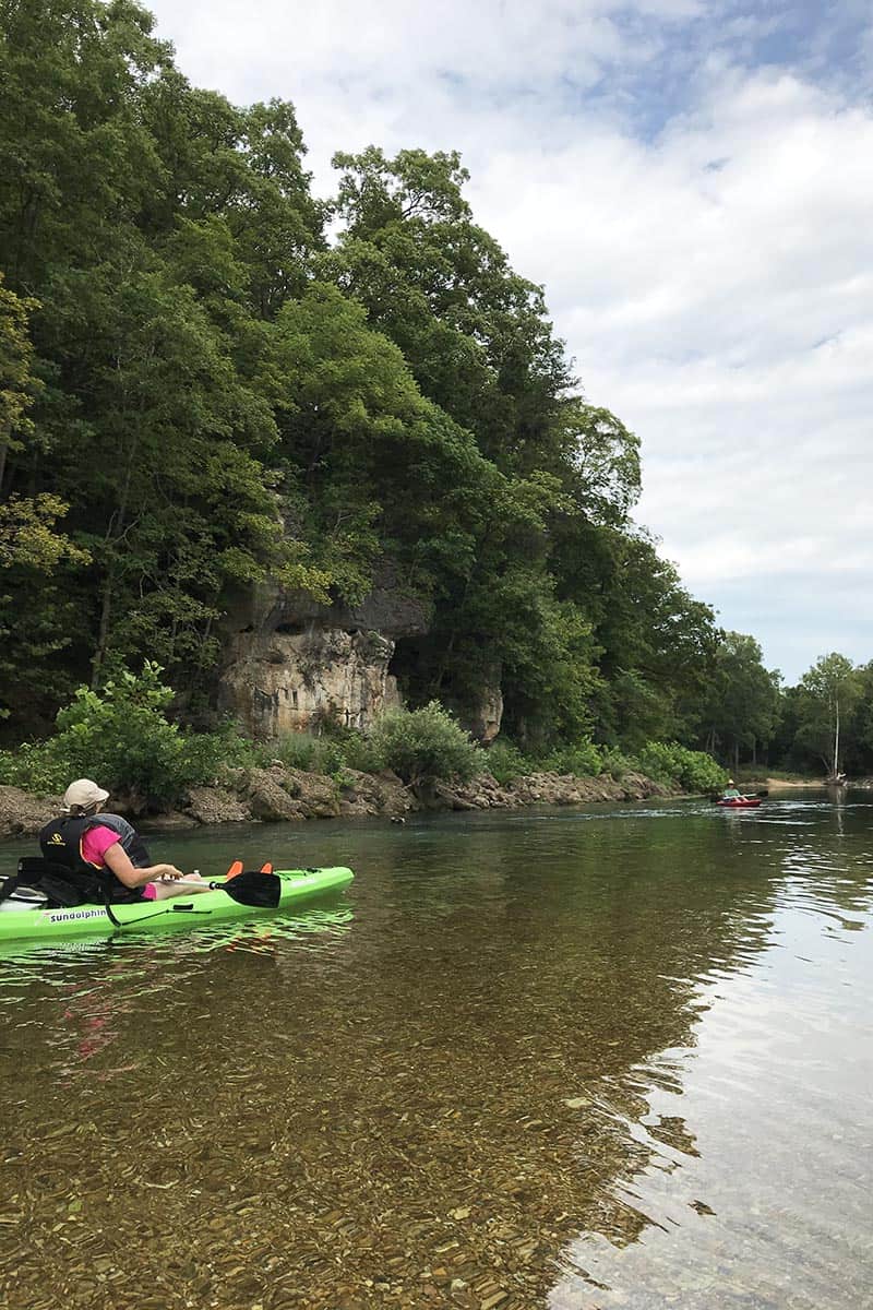 river kayaking on Jacks Fork River Missouri float trip