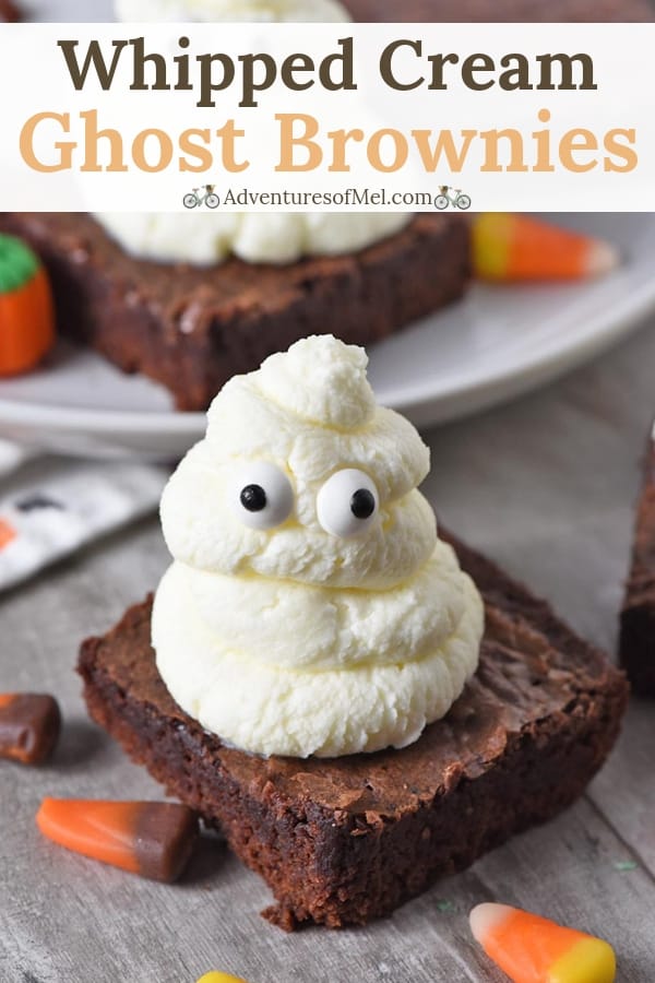 whipped cream ghost hallloween brownies recipe, easy halloween snacks