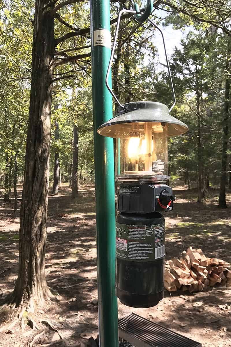 lantern hanger in Petit Jean State Park campsite